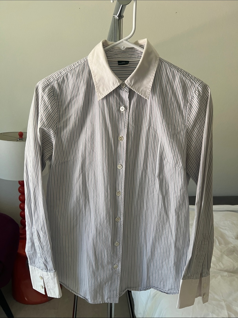 J.Crew Katherine Slim Fit Blue White Pinstripe Button Down Shirt Women's Small